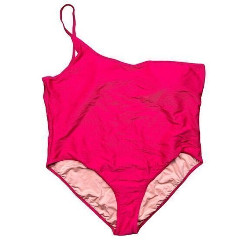 NWT J. Crew‎ Women's Pink Ribbed One-Shoulder One Piece Swimsuit Size 24